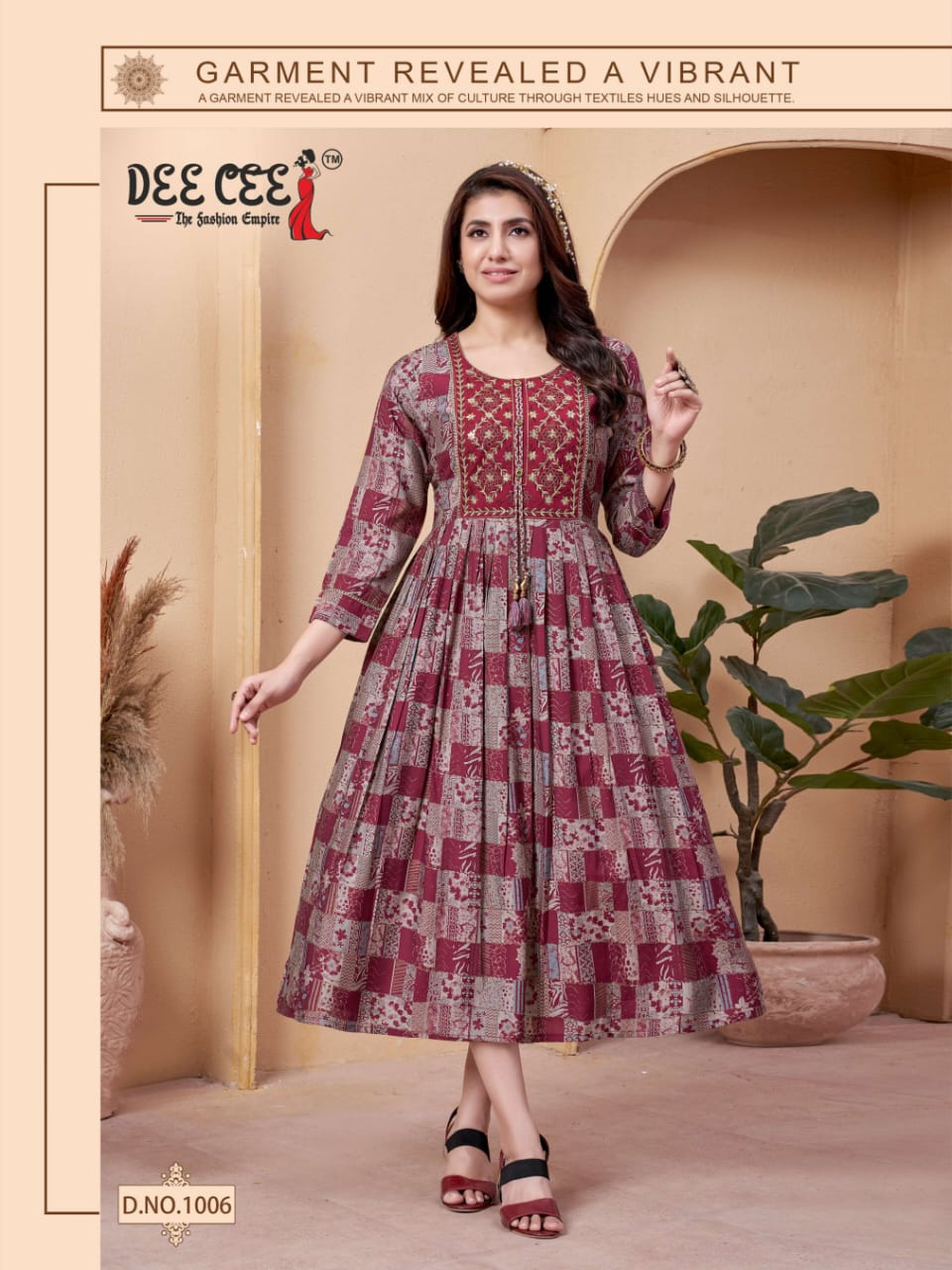 Marlena By Dee Cee Chanderi Printed Anarkali Kurtis Exporters in India